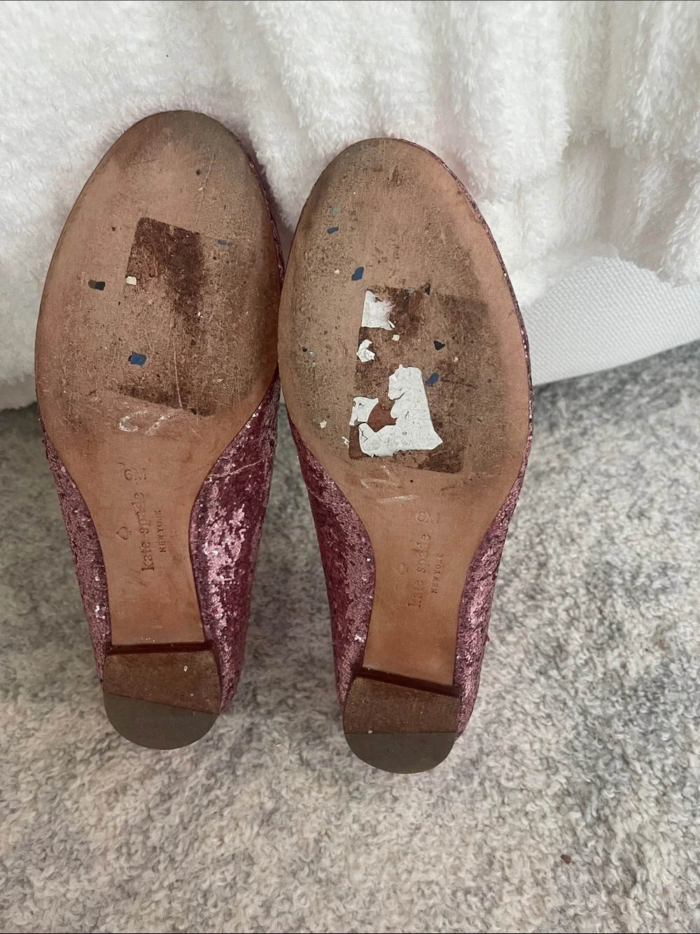 kate spade Pink Glitter Loafers